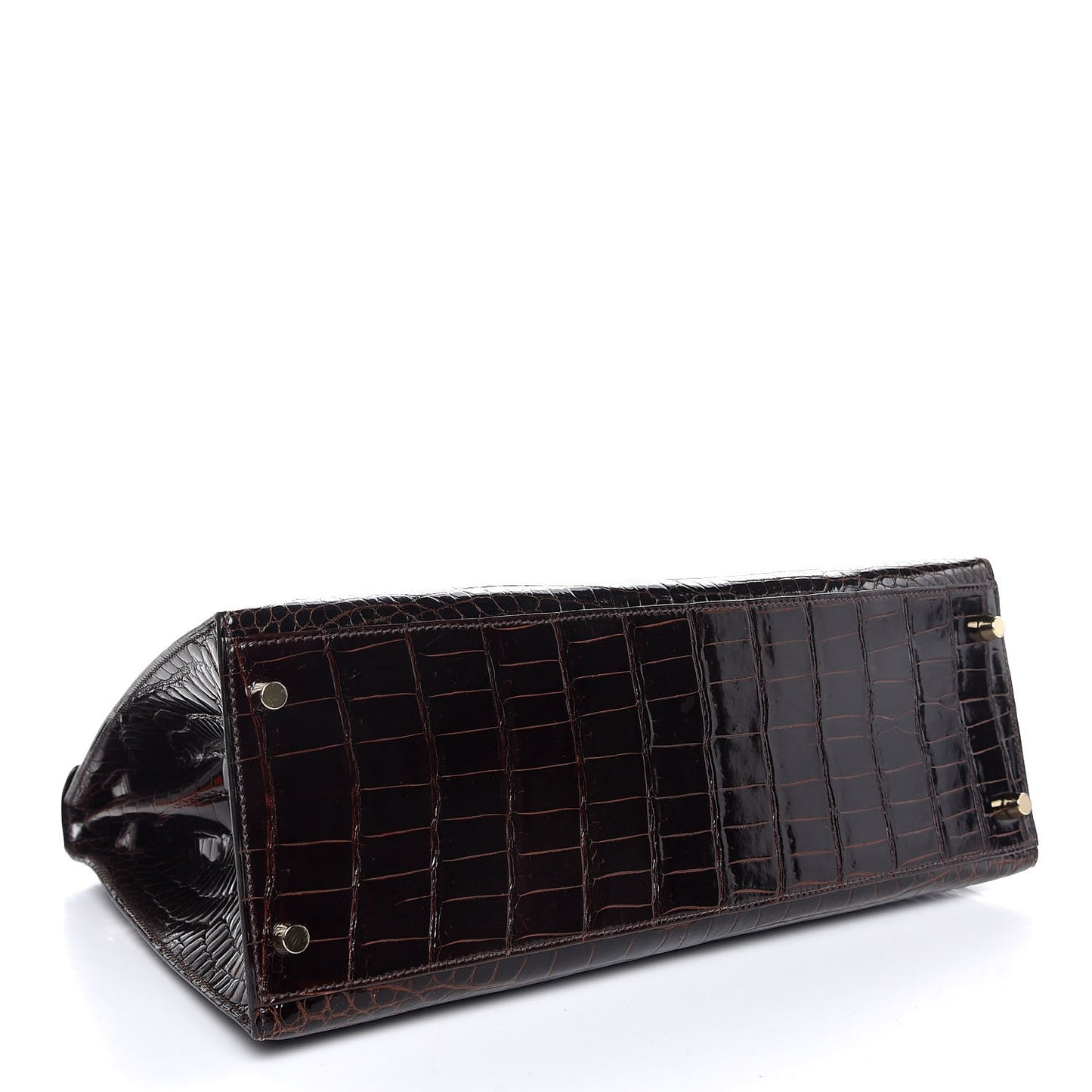Shiny Porosus Crocodile Kelly Sellier 35 Havane