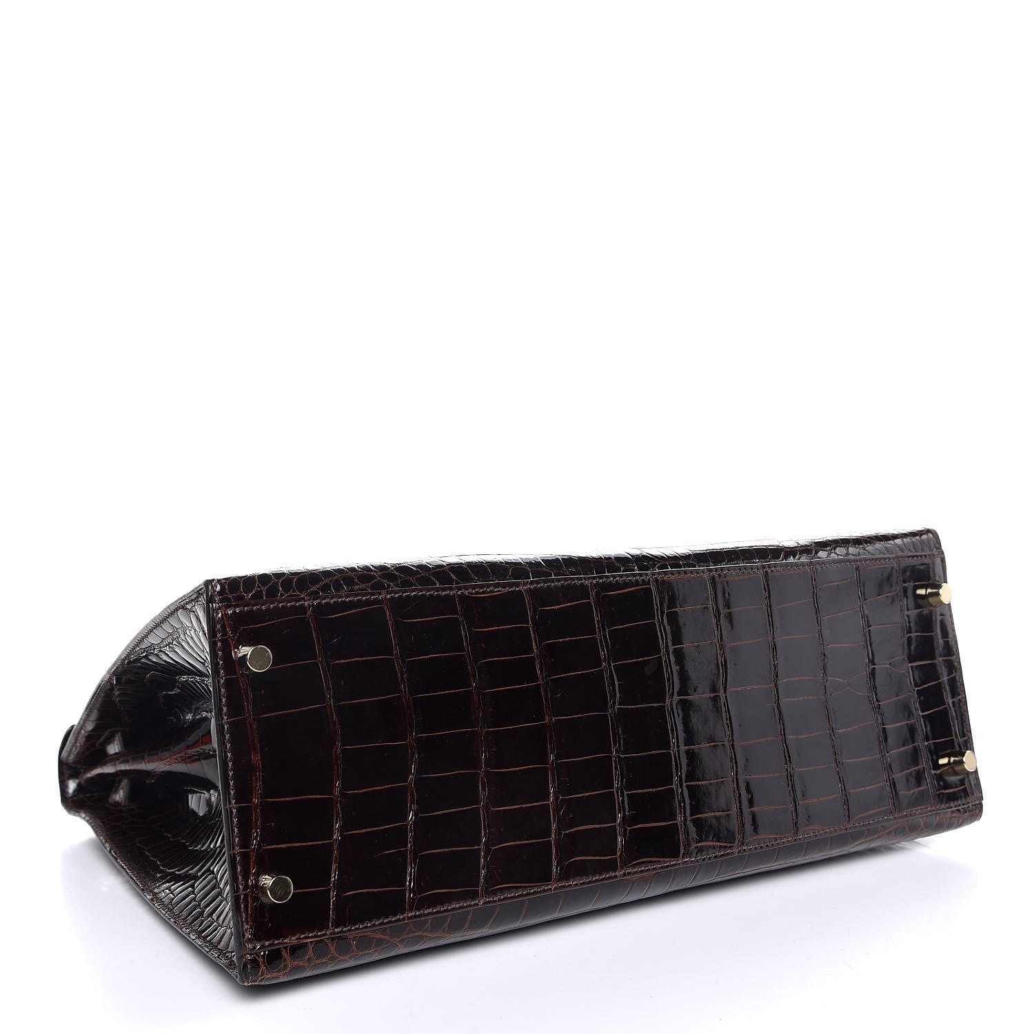 Hermes Shiny Porosus Crocodile Kelly Sellier 35 Havane 5 of 37