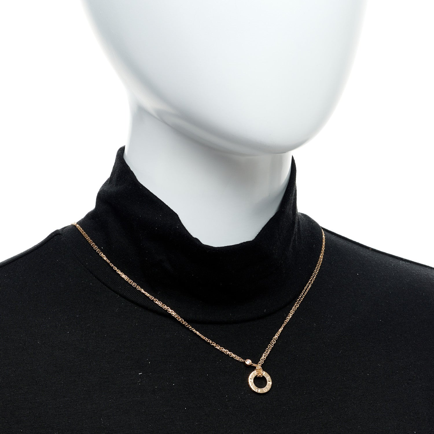 Cartier 18K Pink Gold 2 Diamond LOVE Necklace 2 of 6