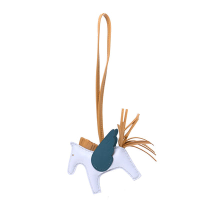 Hermes Milo Lambskin Grigri Rodeo Pegase Horse Bag Charm PM Bleu Brume Sesame Vert Bosphore 3 of 6