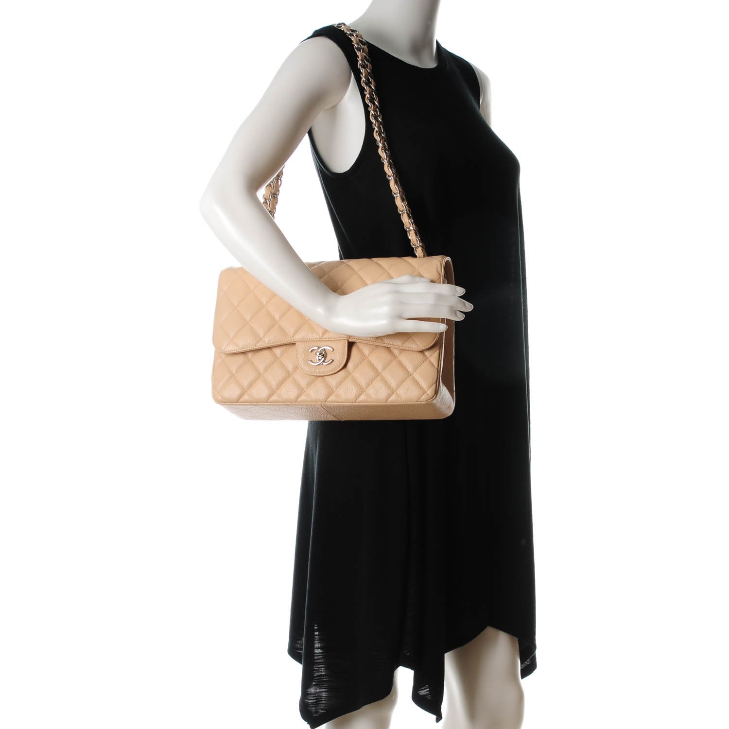 Chanel Caviar Quilted Jumbo Double Flap Beige Clair 2 of 9