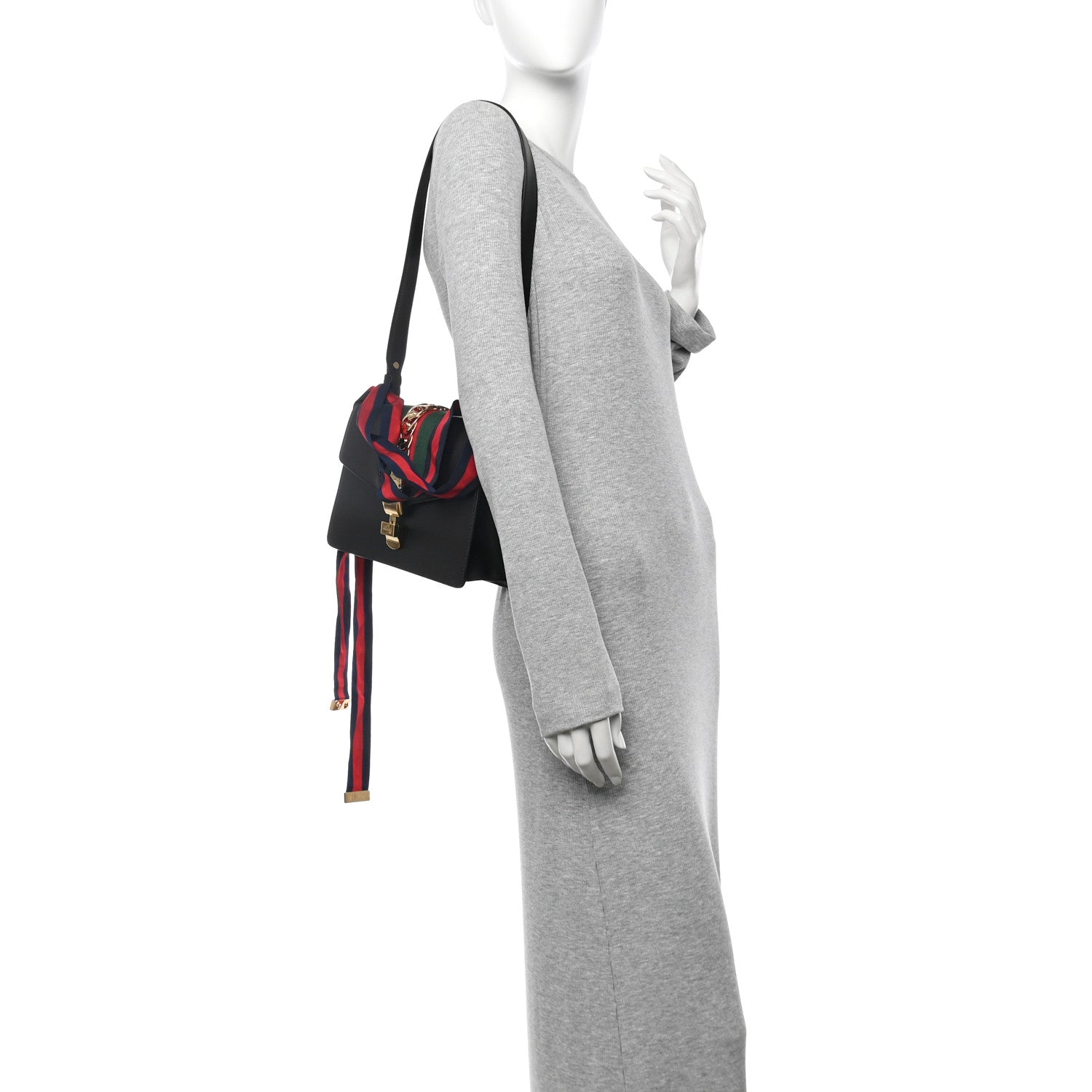 Gucci Calfskin Small Sylvie Shoulder Bag Black 2 of 10