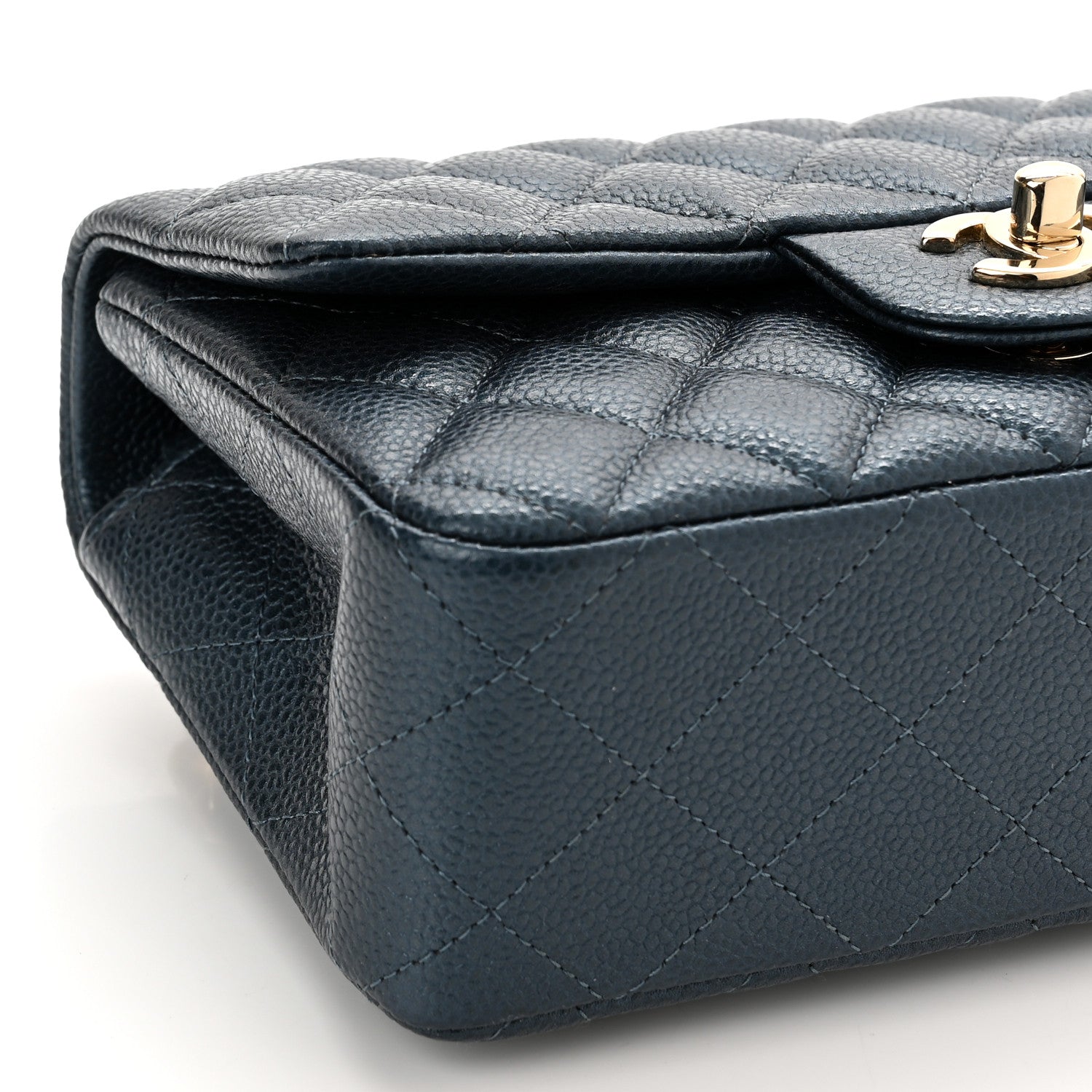 Chanel Iridescent Caviar Quilted Mini Rectangular Flap Dark Blue 9 of 10