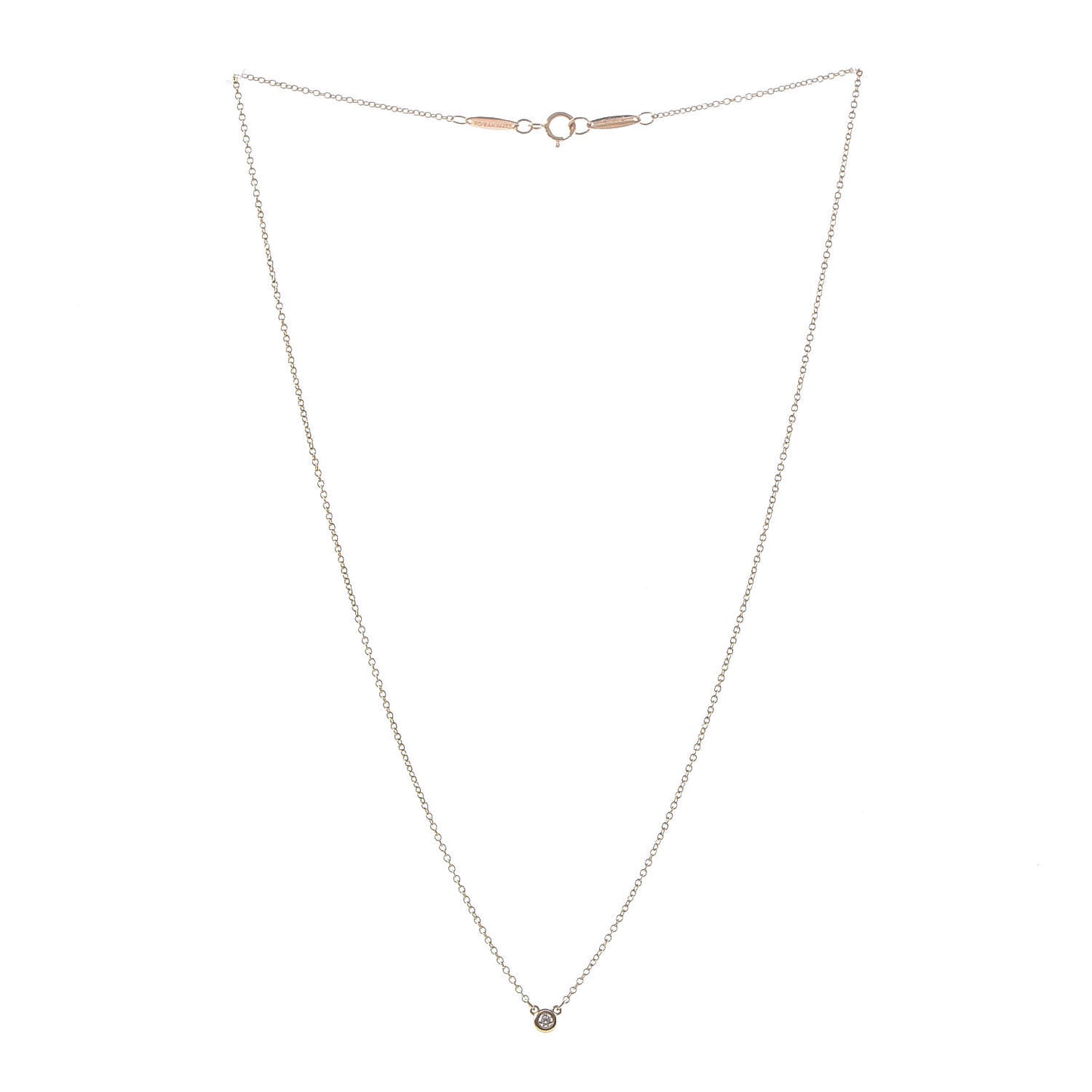 18K Rose Gold Diamond .03ct Elsa Peretti Diamonds by the Yard Pendant Necklace