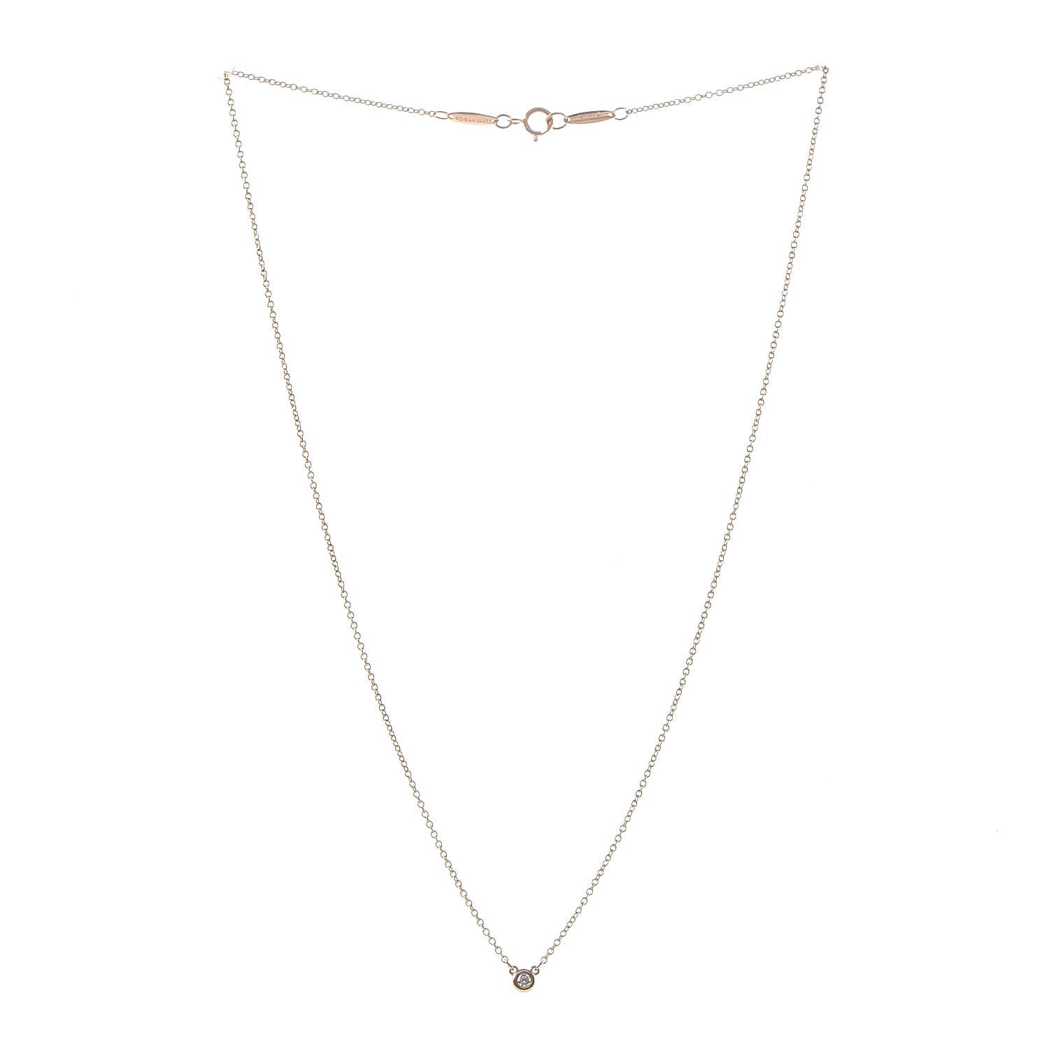 Tiffany 18K Rose Gold Diamond .03ct Elsa Peretti Diamonds by the Yard Pendant Necklace 3 of 8