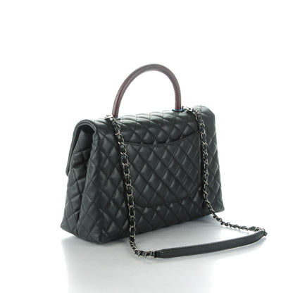 Chanel Caviar Lizard Quilted Medium Coco Handle Flap Black 3 of 8