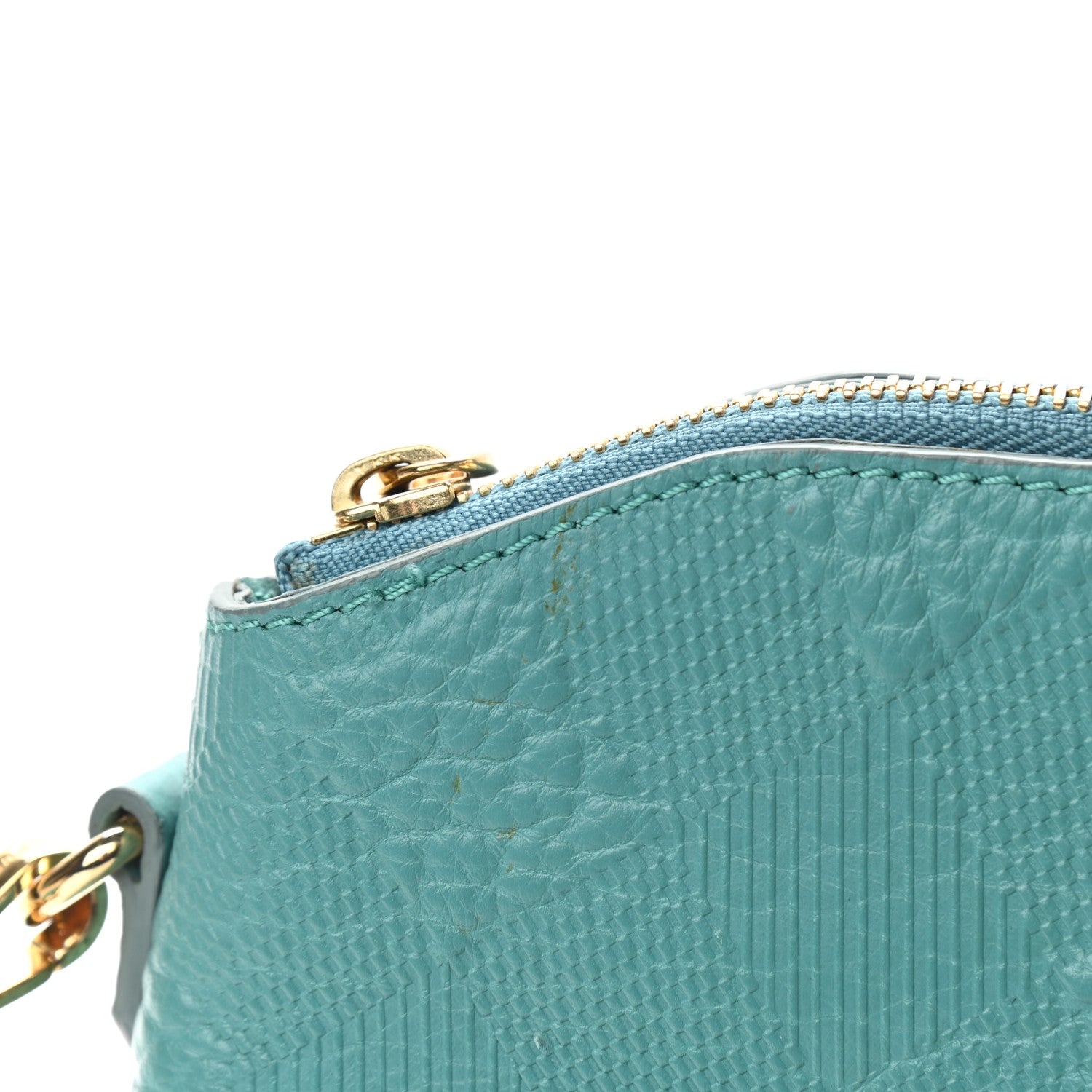 Burberry Signature Grain Calfskin Check Embossed Small Chichester Crossbody Clutch Bag Aqua Green 13 of 13