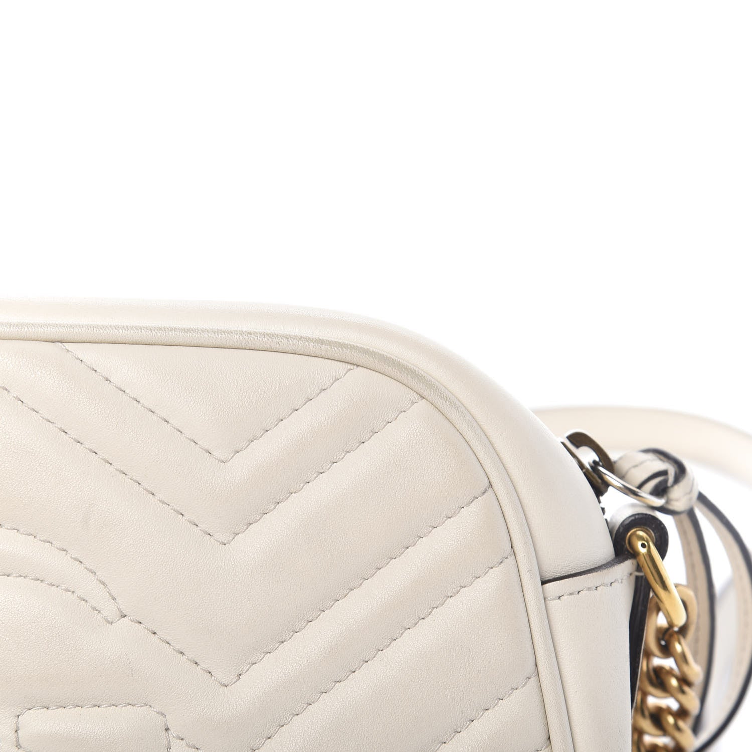 Gucci Calfskin Matelasse Small GG Marmont Chain Shoulder Bag White 13 of 19