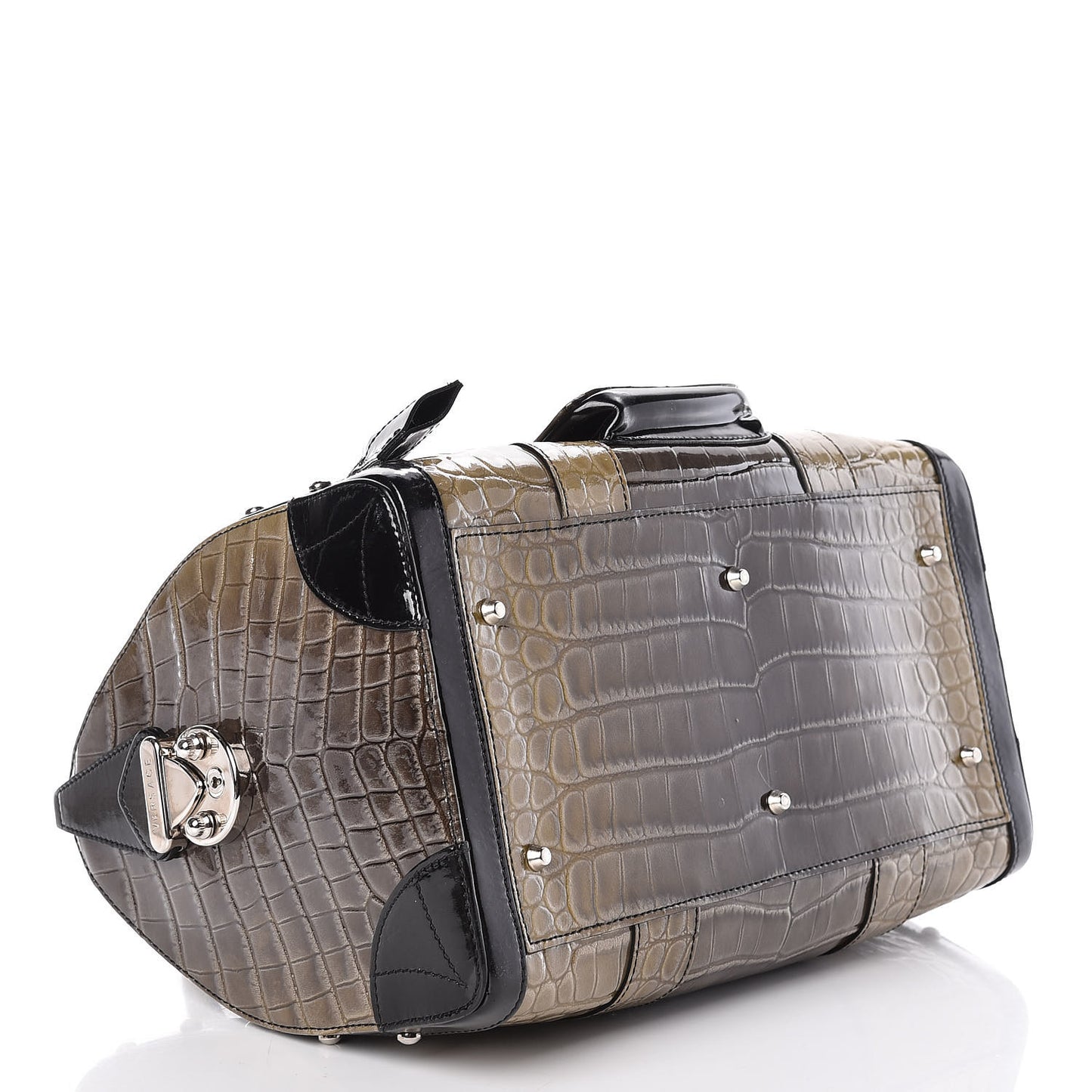 Calfskin Crocodile Embossed Madonna Satchel