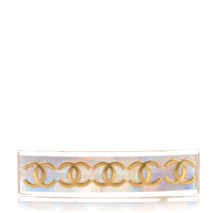 Chanel Resin CC Hair Clip Barrette Transparent Gold 1 of 5