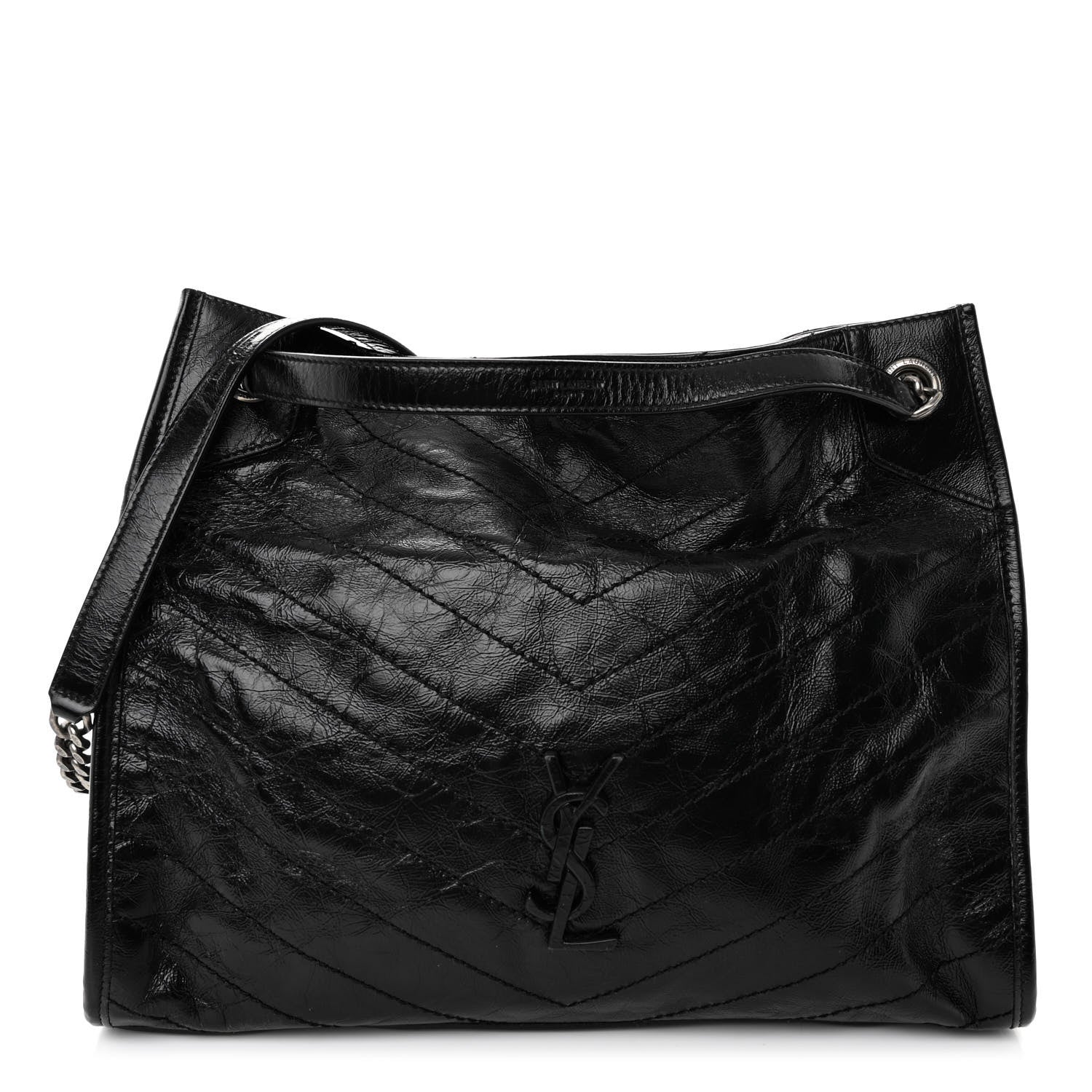 Saint Laurent Crinkled Calfskin Matelasse Monogram Medium Niki Shopper Tote Black 1 of 9