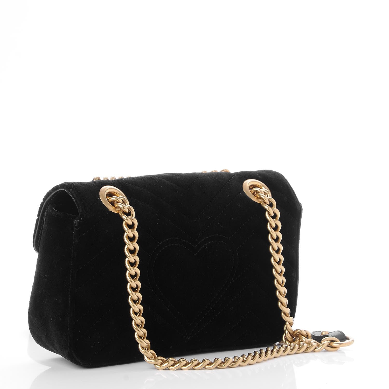 Gucci Velvet Matelasse Mini GG Marmont Shoulder Bag Black 3 of 7