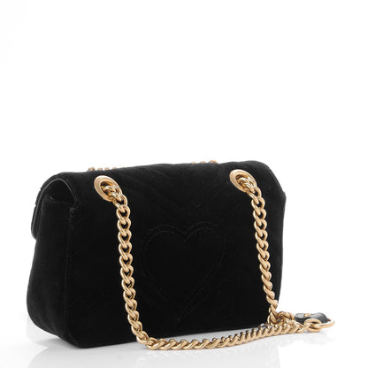 Gucci Velvet Matelasse Mini GG Marmont Shoulder Bag Black 3 of 7