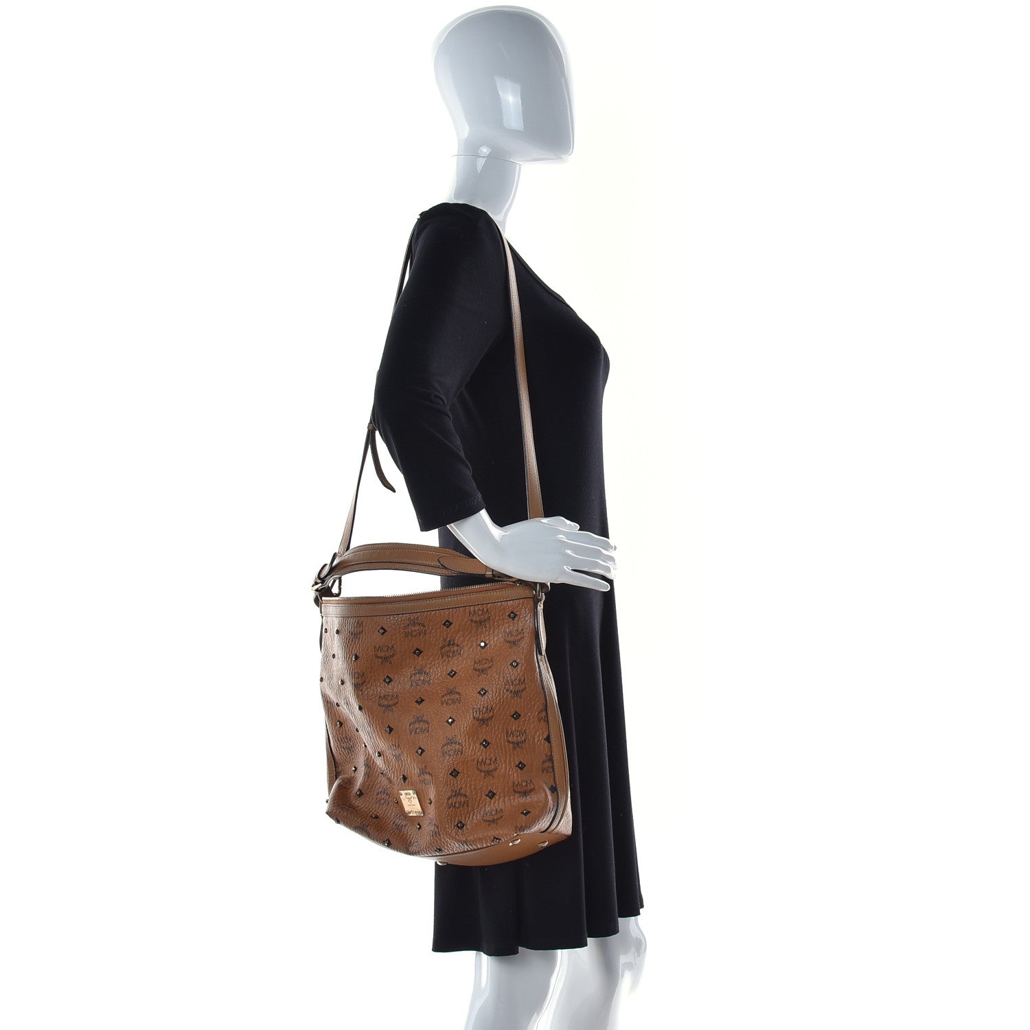 MCM Visetos Studded Hobo Cognac 2 of 15