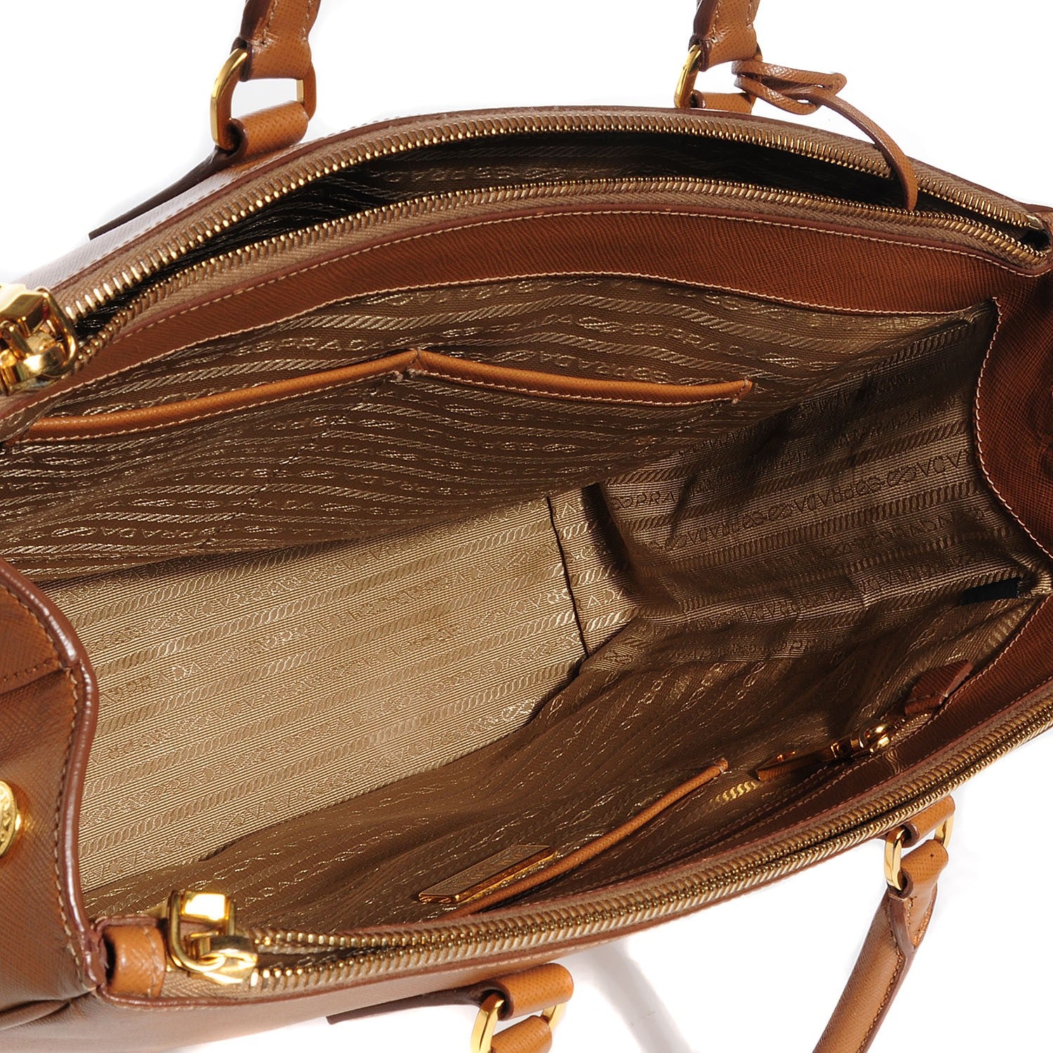 Prada Saffiano Lux Medium Double Zip Tote Caramel 5 of 10