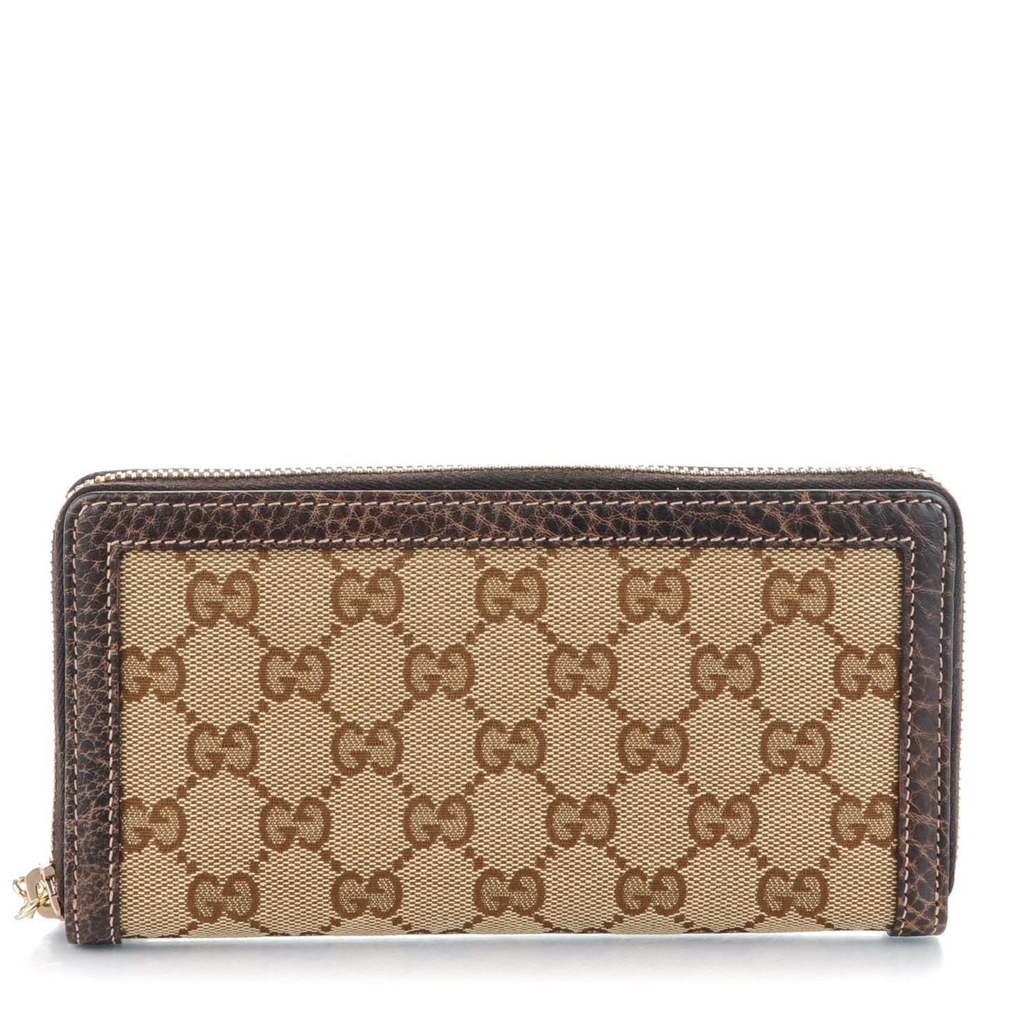 Monogram Calfskin Bamboo Tassel Zip Around Wallet Beige Ebony Chocolate