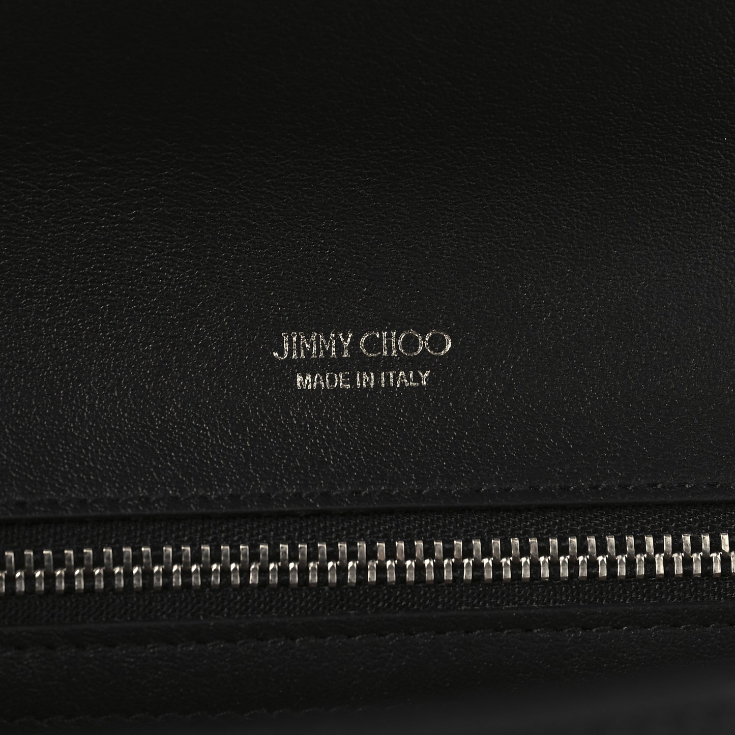Smooth Calfskin Crystal Embellished Chain Wallet Black