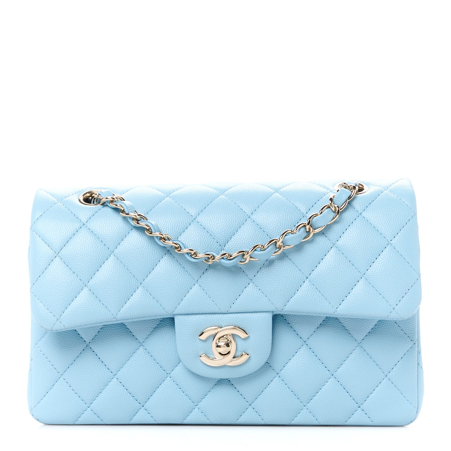 Chanel Caviar Quilted Small Double Flap Light Blue 1 of 12