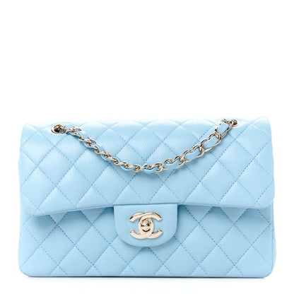 Chanel Caviar Quilted Small Double Flap Light Blue 1 of 12