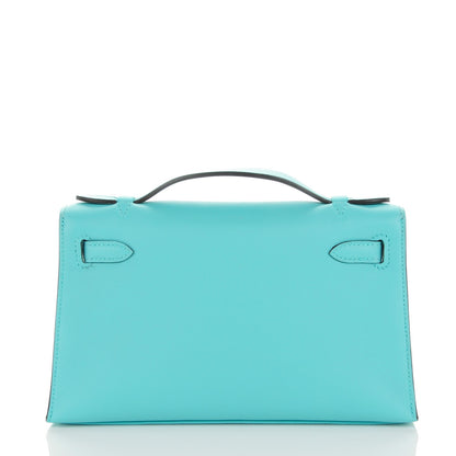 Hermes Swift Kelly Pochette Clutch Bleu Atoll 3 of 17
