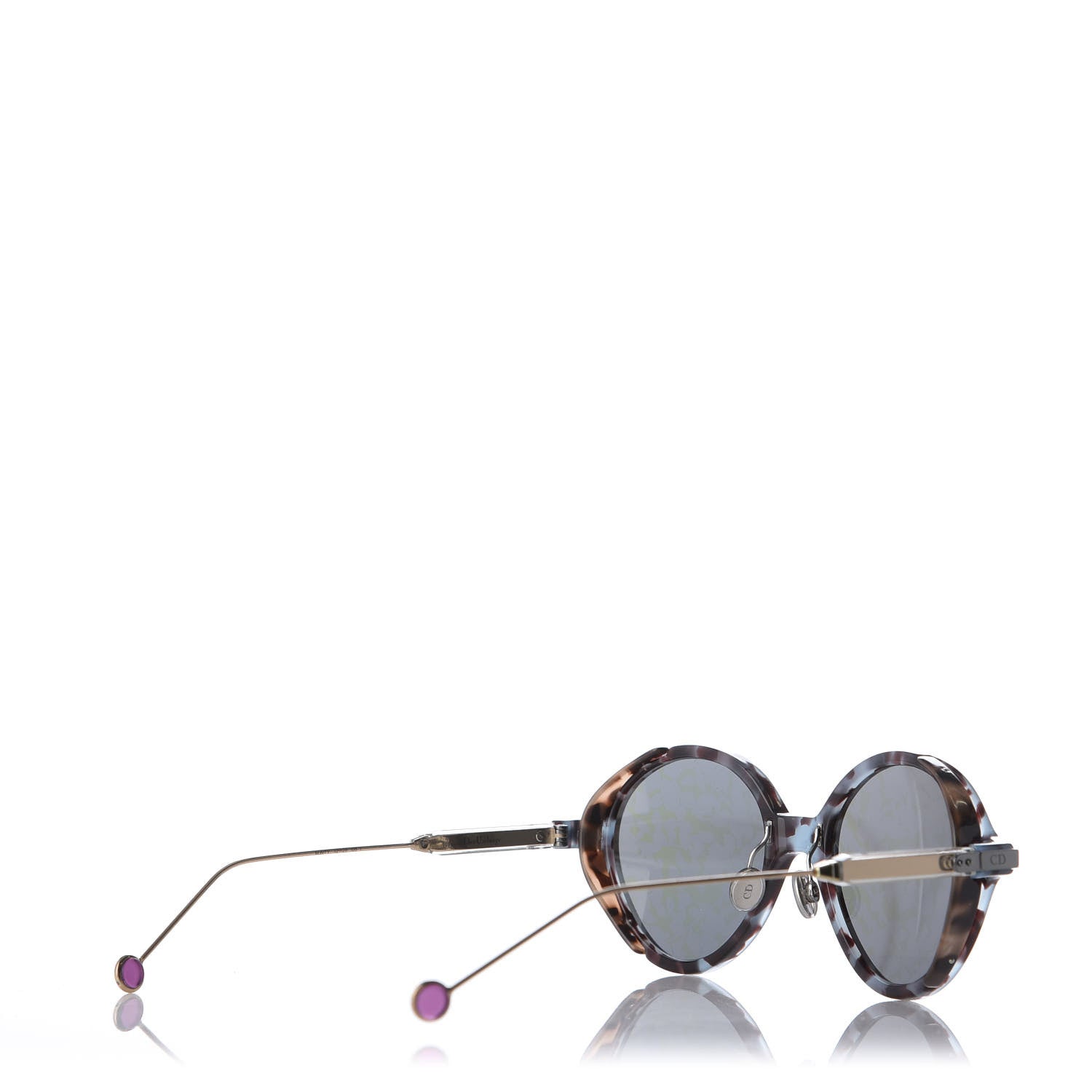 Christian Dior Acetate Leaf Print Umbrage Round Sunglasses Purple Foliage 4 of 7