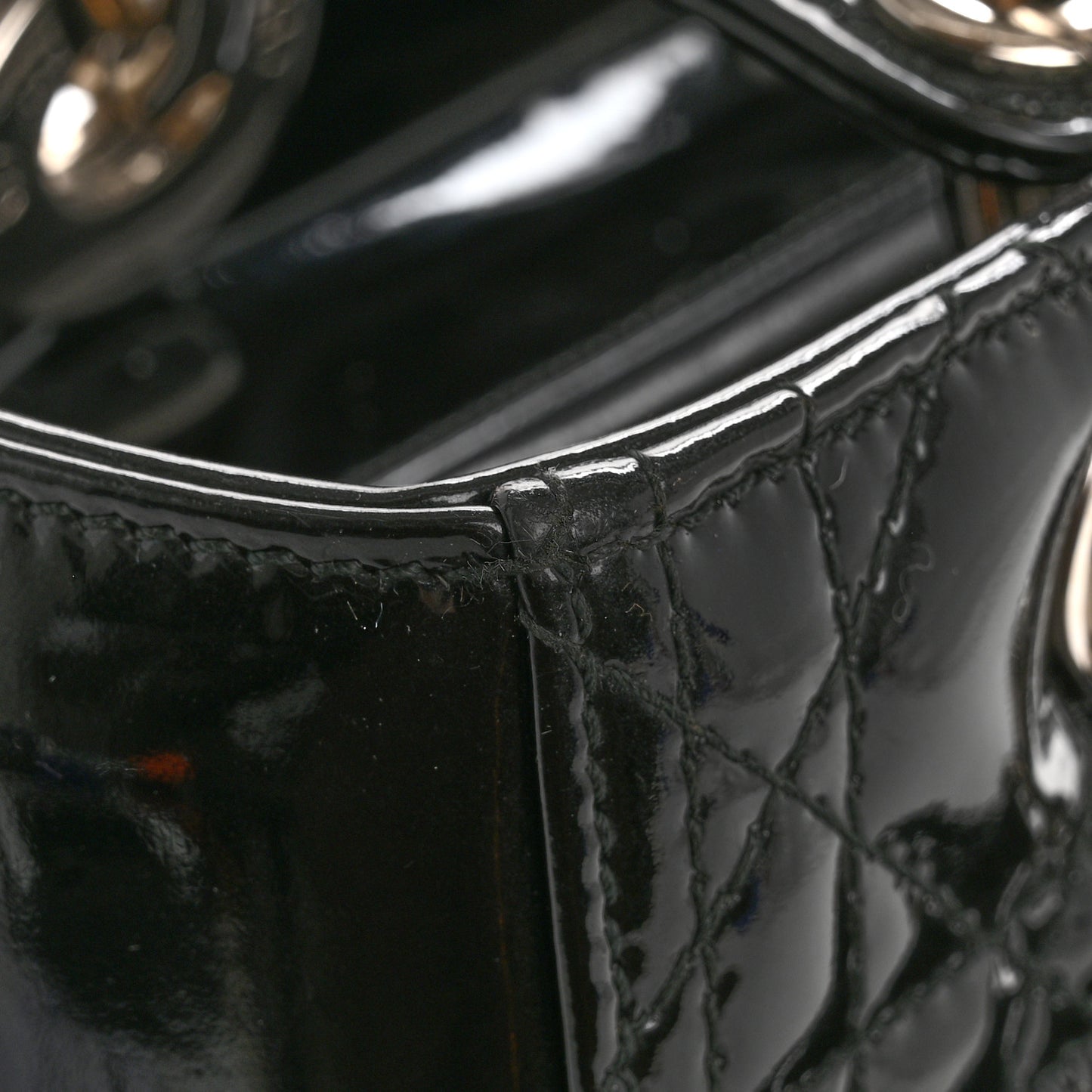 Patent Cannage Medium Lady Dior Black
