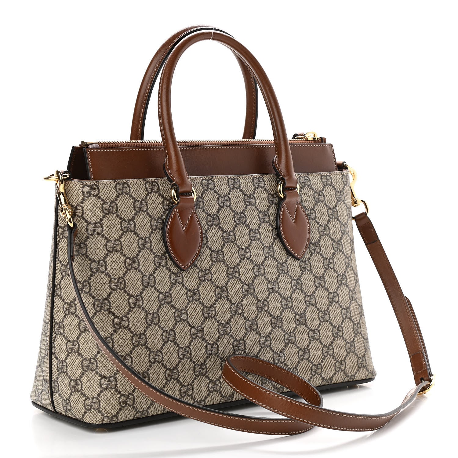 Gucci GG Supreme Monogram Small Zip Top Tote Beige Tuscany 4 of 15