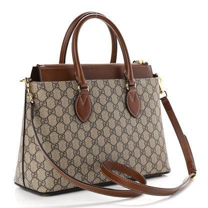 Gucci GG Supreme Monogram Small Zip Top Tote Beige Tuscany 4 of 15