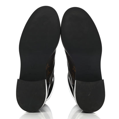 Louis Vuitton Calfskin Monogram Wonderland Flat Ranger Boots 40 Black 5 of 8