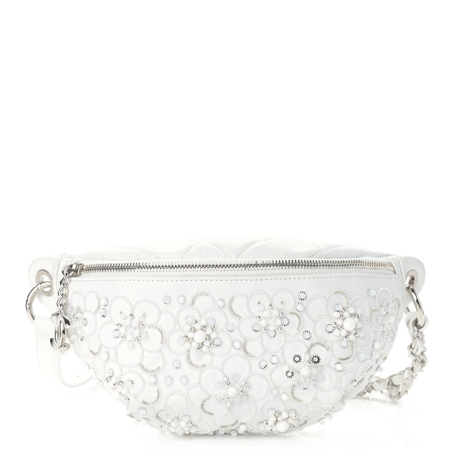 Chanel Calfskin Crystal Beads Embellished Belt Bag White 1 of 9