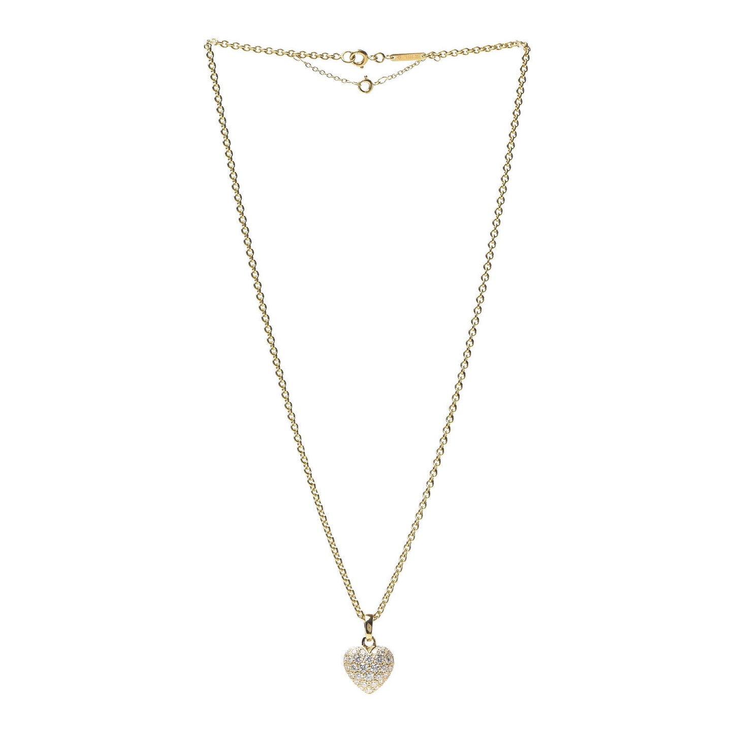 18K Yellow Gold Diamond Large Heart Paved Pendant Necklace