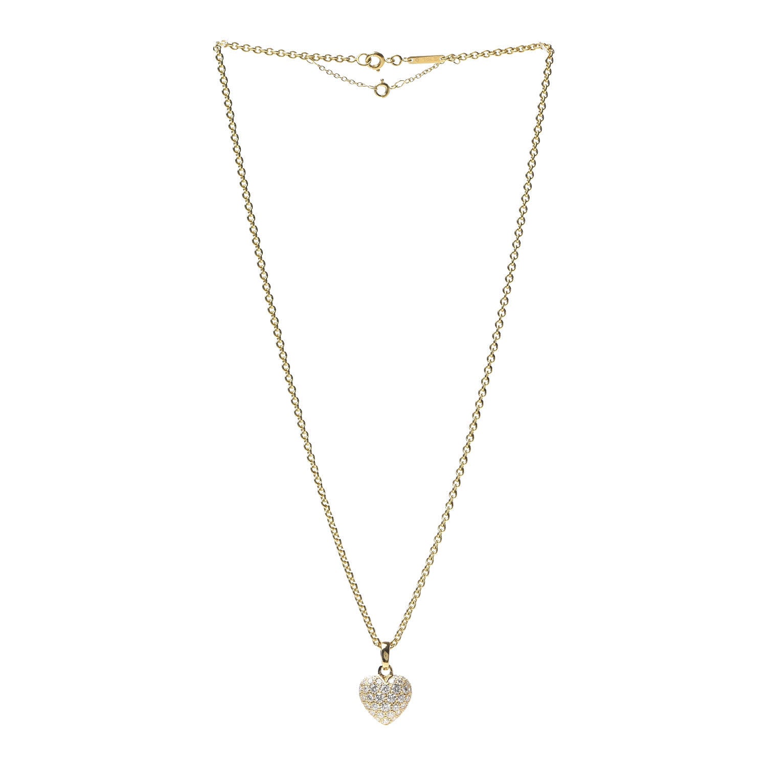 Cartier 18K Yellow Gold Diamond Large Heart Paved Pendant Necklace 3 of 8
