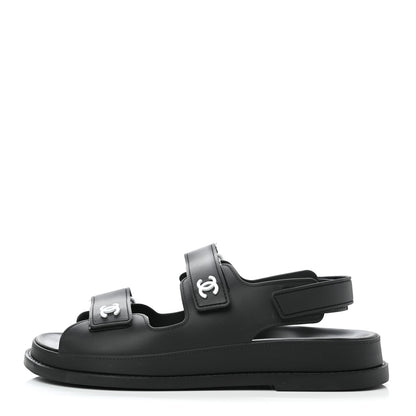 Chanel Rubber CC Dad Sandals 38 Black 1 of 9