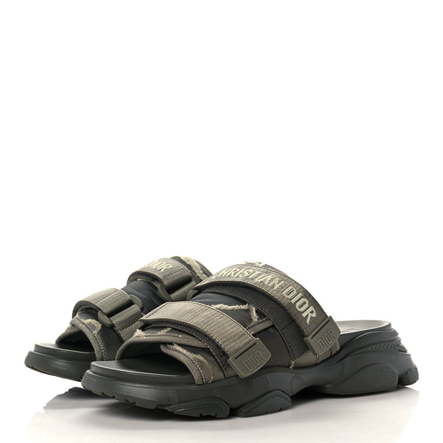 Technical Fabric D-Wander Slide Sandals 38 Kaki