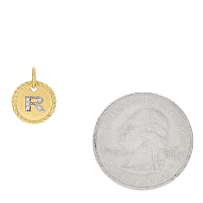 David Yurman 18K Yellow Gold Diamond Initial R Charm Pendant 2 of 4