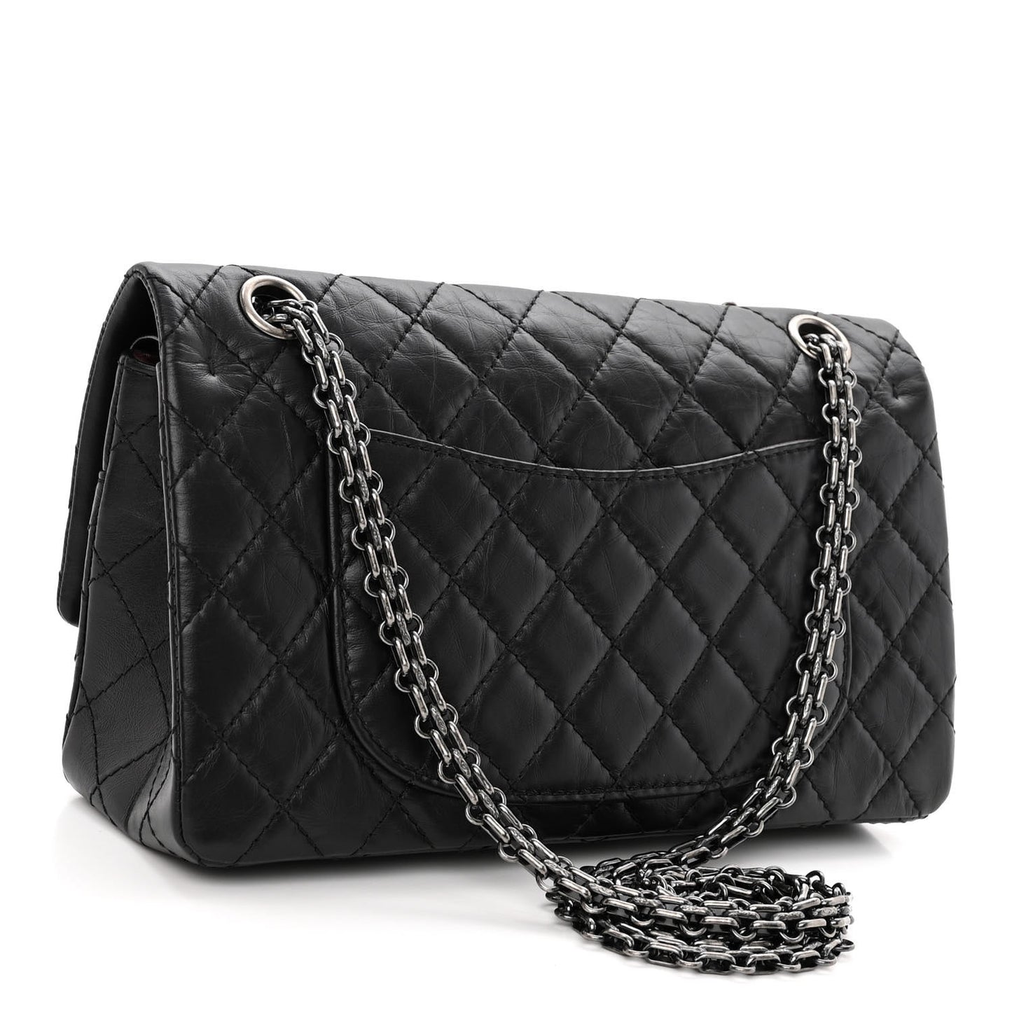 Aged Calfskin Quilted 2.55 Reissue 225 Flap Black