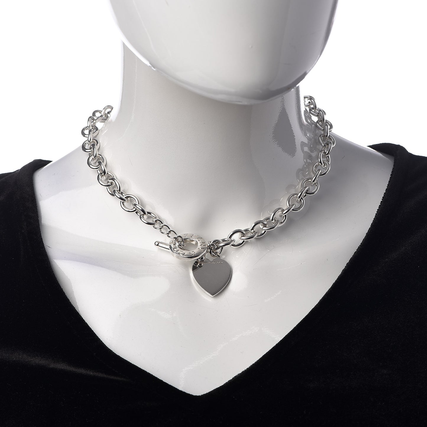 Sterling Silver Heart Tag Toggle Necklace