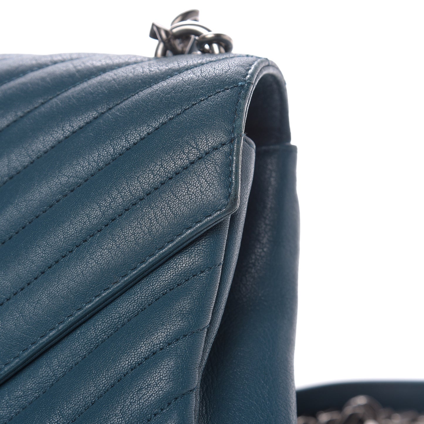 Sheepskin Matelasse Monogram Medium College Bag Peacock Green
