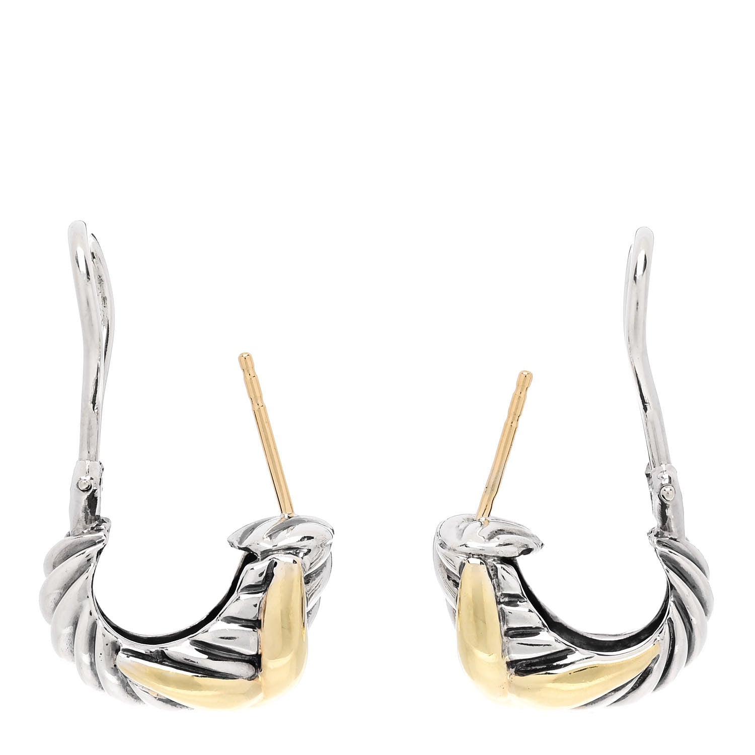 David Yurman Sterling Silver 18K Yellow Gold X Earrings 3 of 4