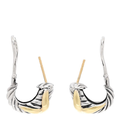 David Yurman Sterling Silver 18K Yellow Gold X Earrings 3 of 4