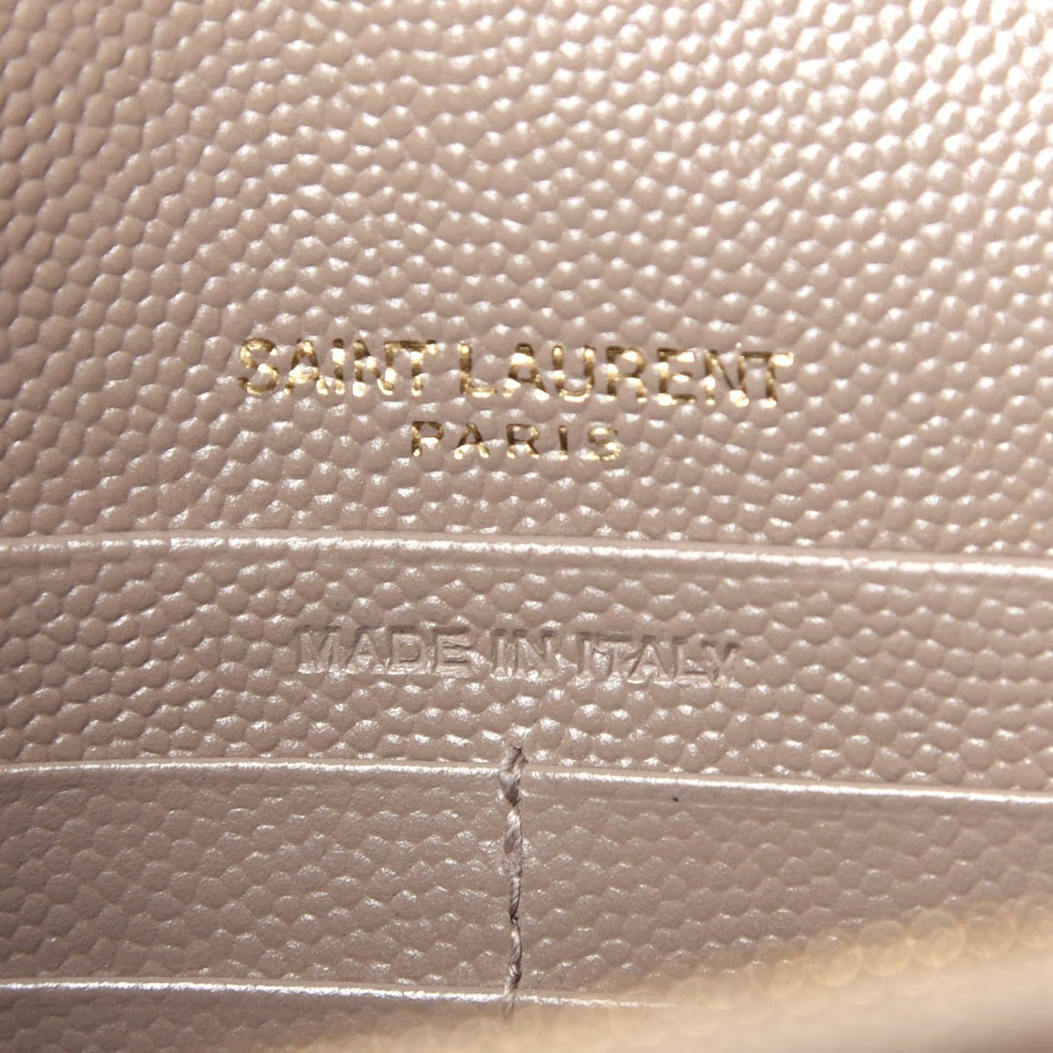 Saint Laurent Grain De Poudre Matelasse Chevron Monogram Envelope Chain Wallet Dark Beige 7 of 12