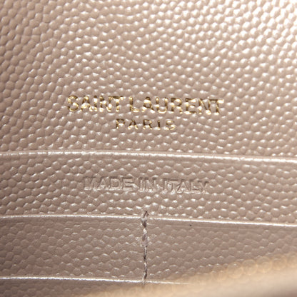 Saint Laurent Grain De Poudre Matelasse Chevron Monogram Envelope Chain Wallet Dark Beige 7 of 12