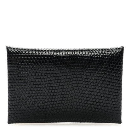 Hermes Lizard Calvi Card Case Black 1 of 6