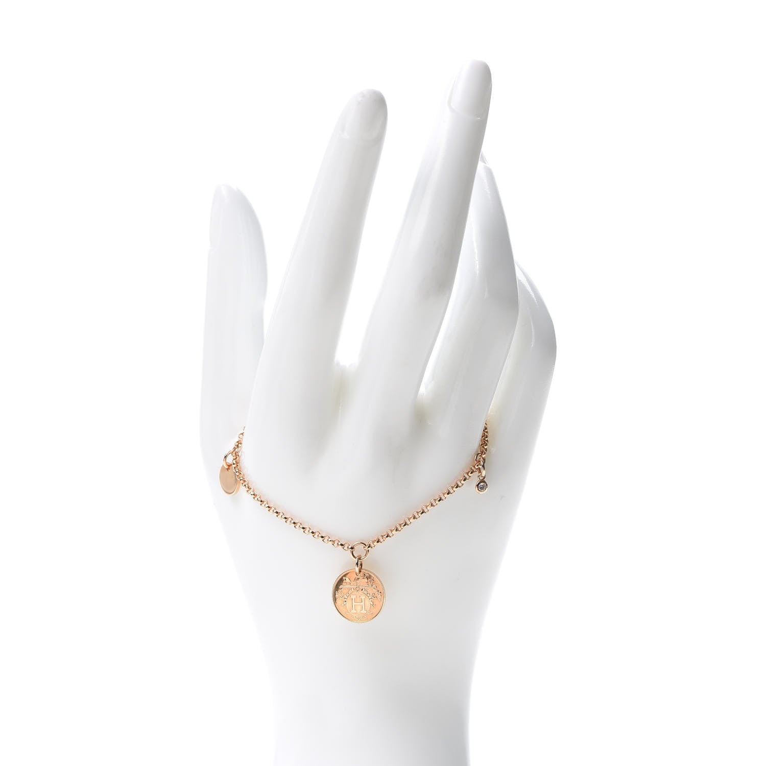 Hermes 18K Rose Gold Diamond PM Ex-Libris Bracelet SH 2 of 6