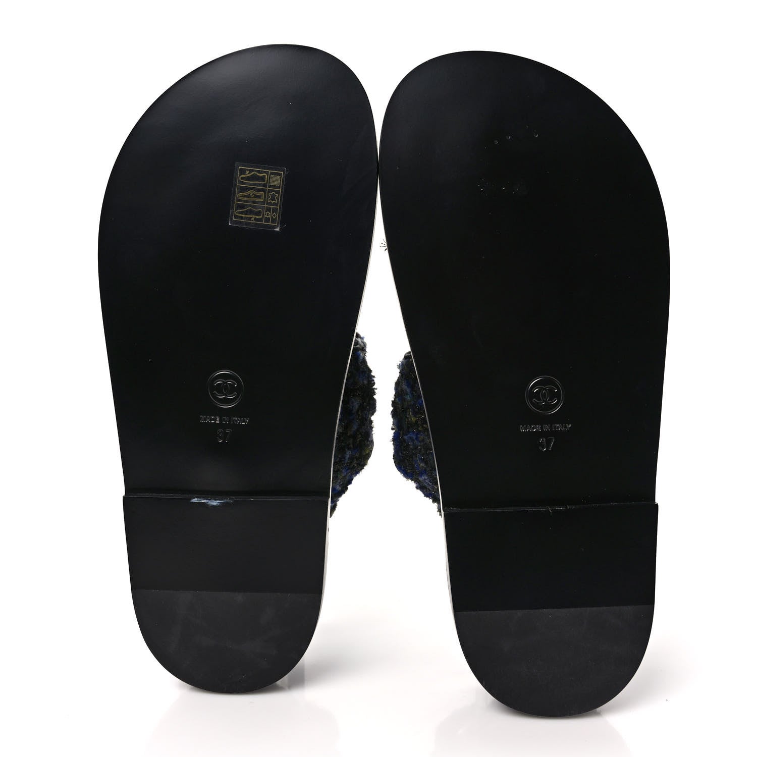 Chanel Iridescent Tweed Velcro Dad Sandals 37 Navy Blue Multicolor 5 of 9