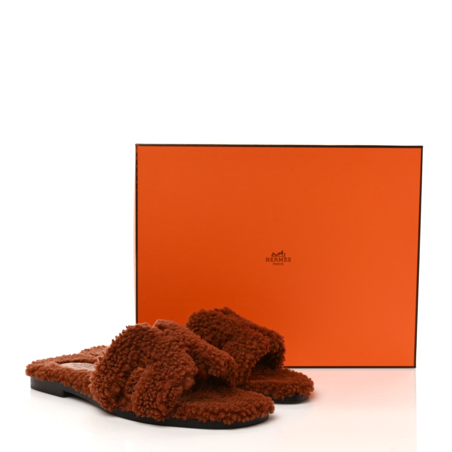 Hermes Woolskin Oran Sandals 36 Cognac 8 of 8