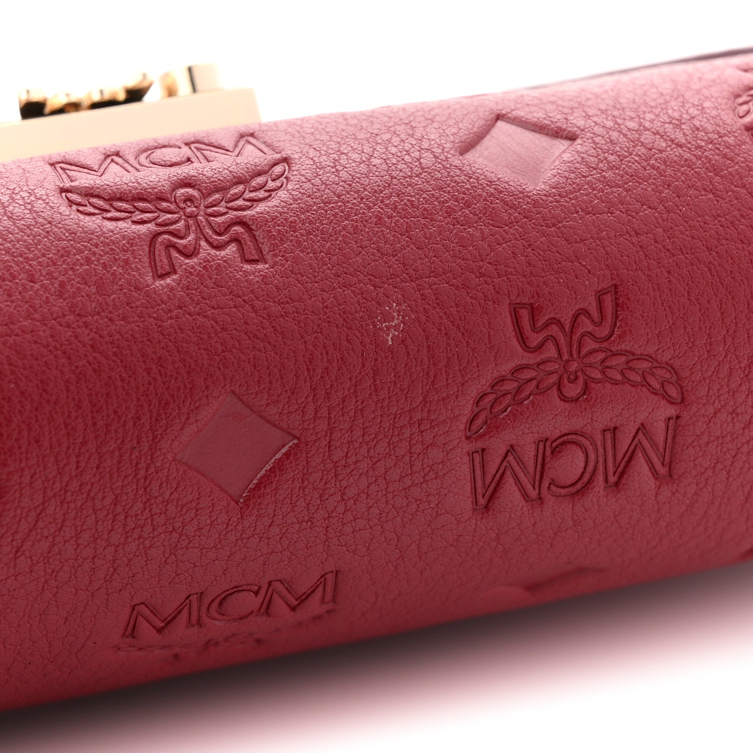 MCM Calfskin Ottomar Monogram Medium Millie Crossbody Bag Ruby Red 11 of 11