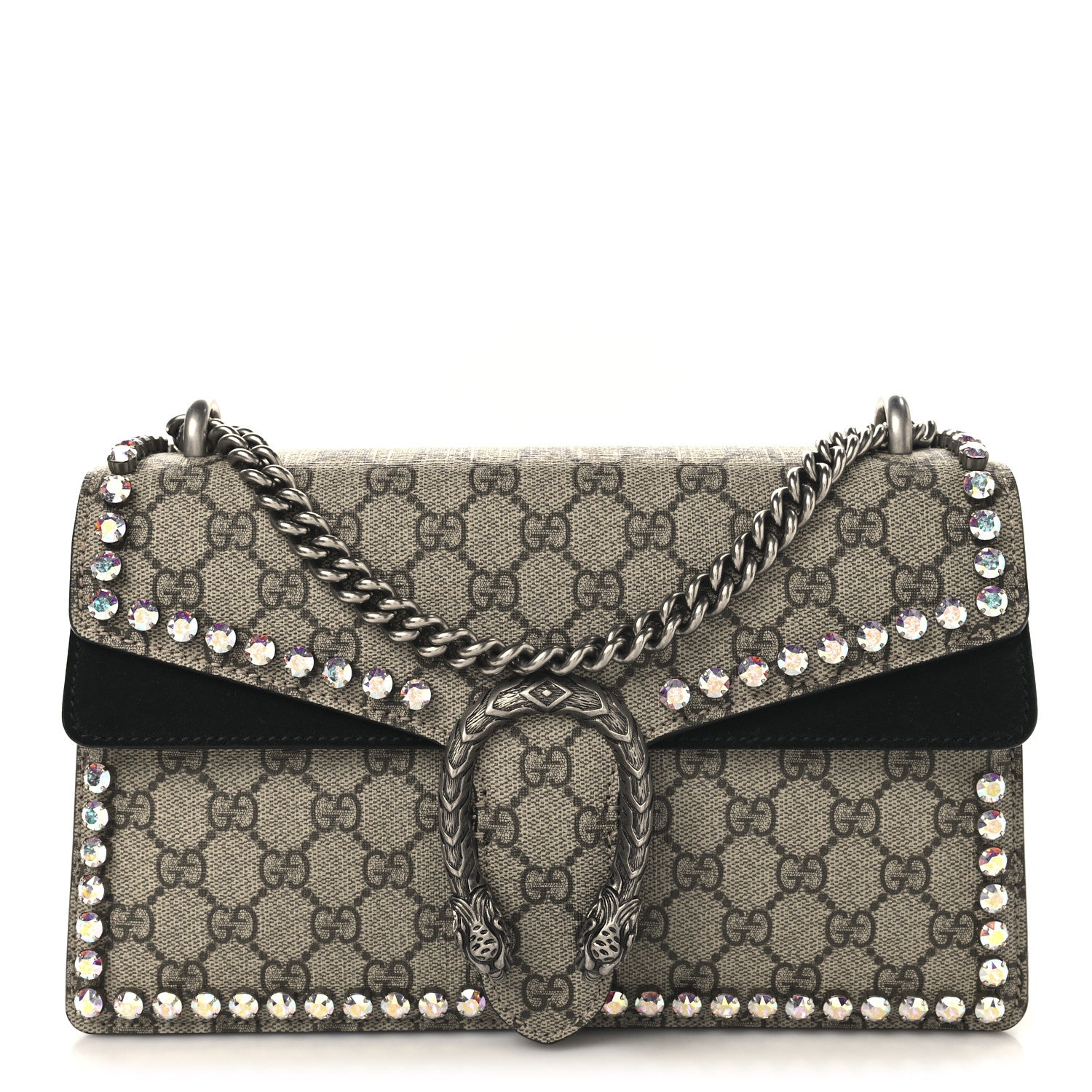 Gucci GG Supreme Monogram Crystal Small Dionysus Shoulder Bag Black 1 of 10