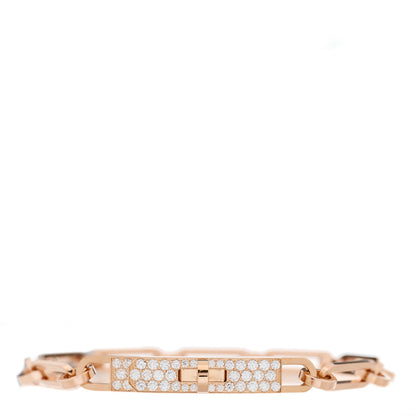 Hermes 18K Rose Gold Diamond Pave PM Kelly Chaine Bracelet ST 1 of 3