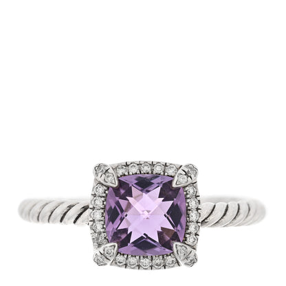 David Yurman Sterling Silver Diamond Amethyst 7mm Chatelaine Pave Bezel Ring 57 8 1 of 6